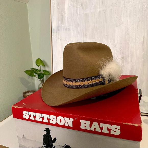Vintage Stetson 7 3/8 5X Brown Cowboy Hat - Picture 1 of 16